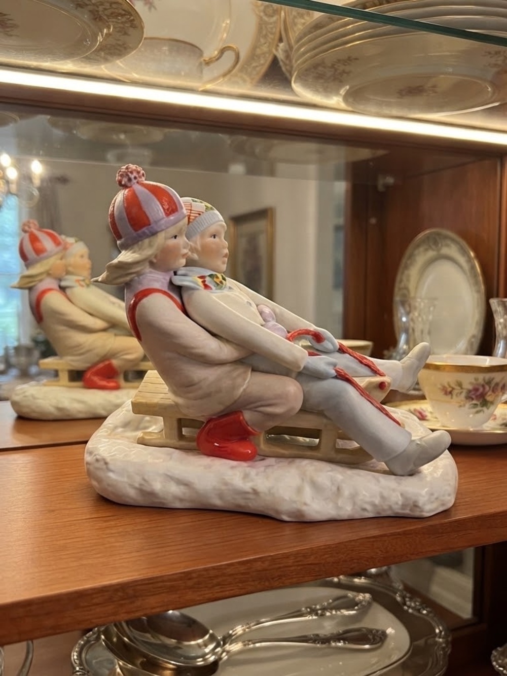 VINTAGE CYBIS Bisque Porcelain Figurine Sculpture NANCY AND NED SLEDDING 1978